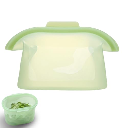 Everbag Silicone Storage Everbag Silicone Food Storage Bags Spliceable wide opening Reusable Silicone Storage Bags High-Temperature Resistant Leak-Proof Microwave and Dishwasher Safe(green)