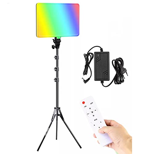 Image of GiftMax RGB Camera Light Photography Video Soft Light Panel for Studio Photography 50w Led, 3000k-6500k 2000lm with 7ft Stand (16 inch RGB Camera Light & 7ft Stand Pack -1)