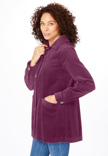 Woman Within Plus Size Pleat-Back Corduroy Jacket Long Oversized Barn Coat3