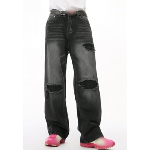 Men's Vintage Ripped Washed Y2k Hip Hop Baggy Distressed Straight Leg Denim Pants2