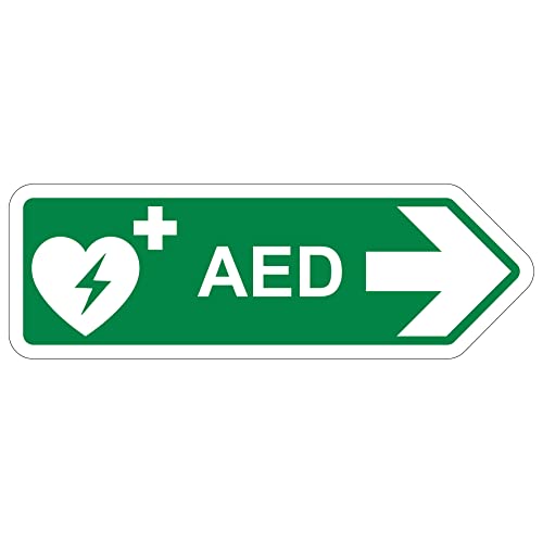 V Safety Shaped Safety Sign - Aed Arrow Right - 450X150-1MM Rigid Plastic, White, 450 x 150 cm