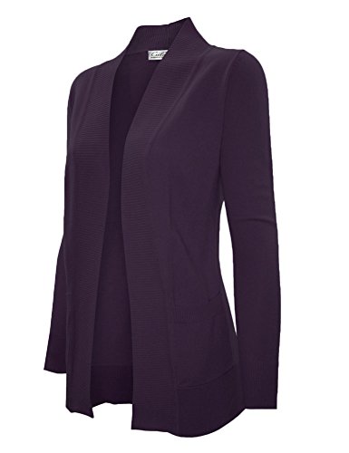 Image of Cielo Women's Solid Basic Open Front Pockets Knit Sweater Cardigan