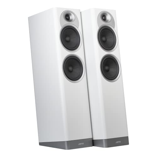 Jamo S7-25F Floorstanding Speakers, Grey Cloud – Dual 5.5” Woofers + 1” Tweeter – Two-Way Bass Reflex
