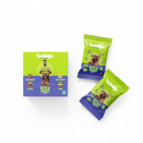Image of Twiddles Mini Snack Bar Nuts & Dates Power Bites, Pack of 2 | Made with Dates & Dry Fruits | No refined Sugar | Healthy dessert | Goodness of millets | Office Snack | On-the-go | 100% Natural | 10% Protein | Only 80 Calories