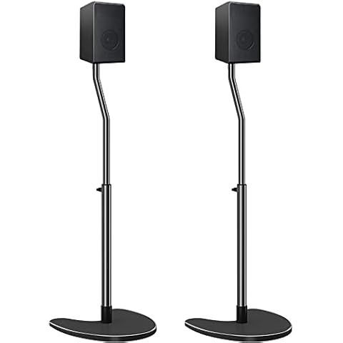 Amazon Brand - Eono Lautsprecherständerhalterung, Flexible Höhenverstellung und universell für die meisten Lautsprecher bis zu 5 kg, 360° frei drehbares Design für Bose Polk JBL Sony Yamaha, PL5407 Cover