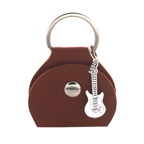 PU Leather Guitar Pick Holder With Keyring & Small Pendant Guitar Pick Holder Case Bag Plectrum Key Cases Bag