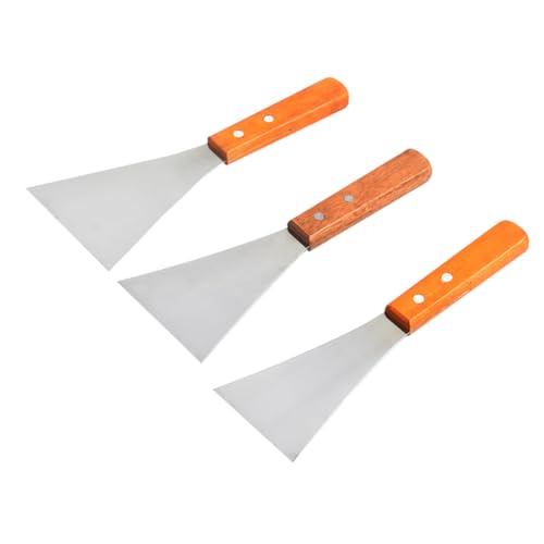 PHENOFICE 3piezas Raspadores De Cocina Multiusos Espátula Para Bistec Pala Para Panqueques Hornear Pizza Pasteles Mango De Madera