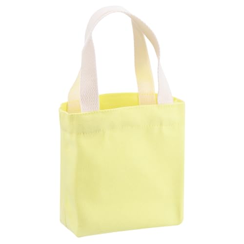 Image of sourcing map Small Solid Color Canvas Tote Bag for Women, 11 x 2 x 7 Inch Canvas Bags with Handle Lightweight Reusable Tote Cloth Pouch for Shopping Travel Daily Use, Crafts DIY, Bright Yellow