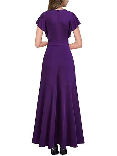 Image of Miusol Women's Formal V Neck Ruffle Split Evening Party Long Dress