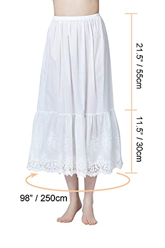 BEAUTELICATE Half Slip Skirt Extender 100% Cotton Vintage Underskirt with Embroidery Alencon Lace3