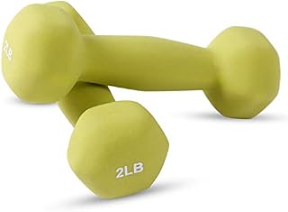 Neoprene Dumbbell Pairs by Day 1 Fitness – 2 Pounds - Non-Slip, Hexagon