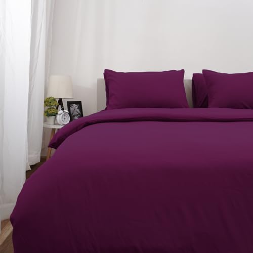 Parure de lit linge de maison super king size drap housse de couette violet - 5