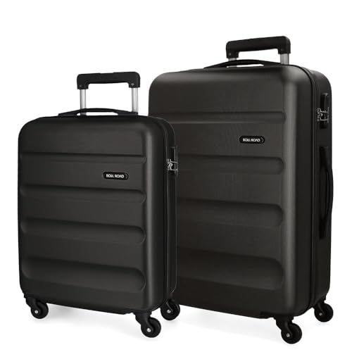 Set of Two Hard Suitcases 55-65 cm Roll Road Flex Black