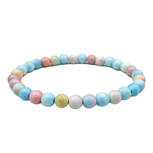 natürlicher Gobi-Achat-Edelstein 6 mm | runde Form, glatt geschliffener Stein | 7 Zoll | mehrfarbiger Edelstein | Energie-Stretch-Armband | Heilarmband | handgefertigter Schmuck | LSB_01262