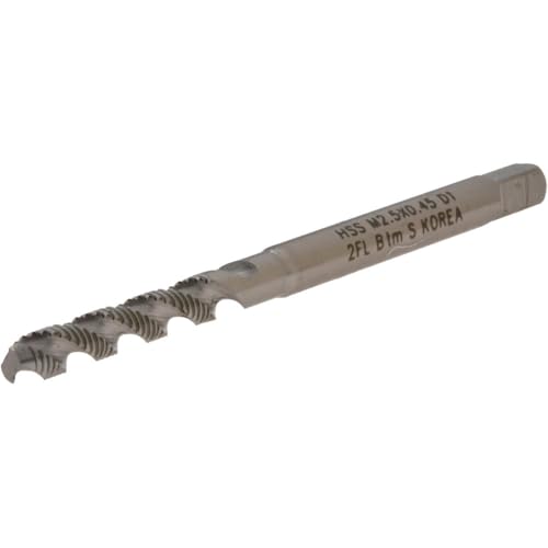 Hertel M2.5x0.45 Metric Coarse, High Speed Steel, 3 Flute, 52° Helix, Bottoming Chamfer, Bright Finish, Spiral Flute STI Tap, 1-15/16" OAL