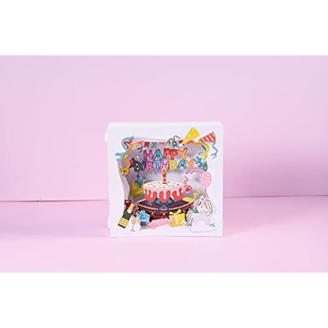 3D Birthday Pop Up Card, Children's day Happy Birthday Card, Handmade Birthday Cake Pop Up Greeting Card with Envelope, for Kids, Boy, Girl, Daughter, Son, Friend, Family, Teacher Cover