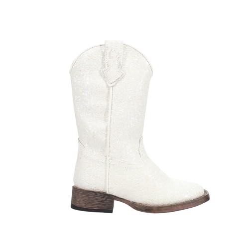 ROPER Kids Girls Galore Glitter Square Toe Casual Boots Mid Calf - White - Size 9 M