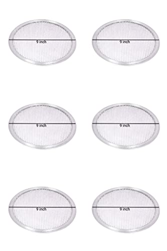 Image of Aluminium Pizza Tray Screen for Commercial Use, Baking Net, Oven Baking Tray Round Plates (9 inch Set of 6)