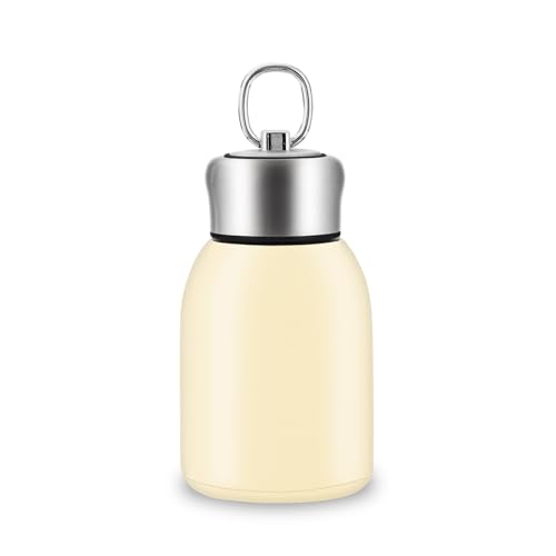 Boziee Termo pequeño de acero inoxidable 280ML, sin BPA, termo portátil para bebidas calientes y frías (blanco leche)