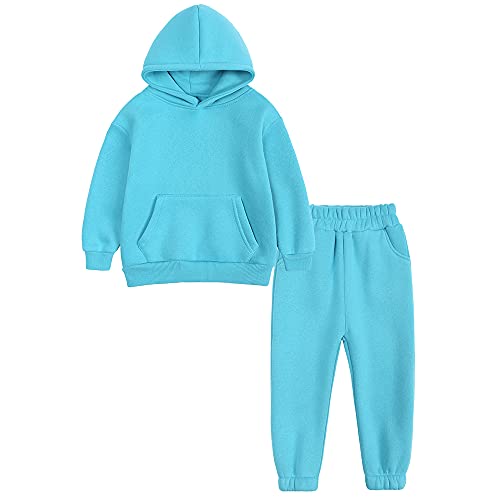Image of MYGBCPJS Youth 2PCS Jogger Outfits Set Fleece Hooded + Sweatpants Boys Girls Athletic Sweatsuits Pullover Clothes