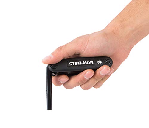 Image of Steelman Portable Folding Hex Key Wrench Metric Multi-Tool, Set Includes 1.5, 2, 2.5, 3, 4, 5, 6, and 8mm Sizes, Chamfered Ends, Steel, Corrosion-Resistant Black Oxide Coating