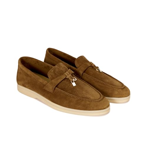 Image of Women's Summer Stroll Charms Premium Designer Suede Leather Loafers Shoes