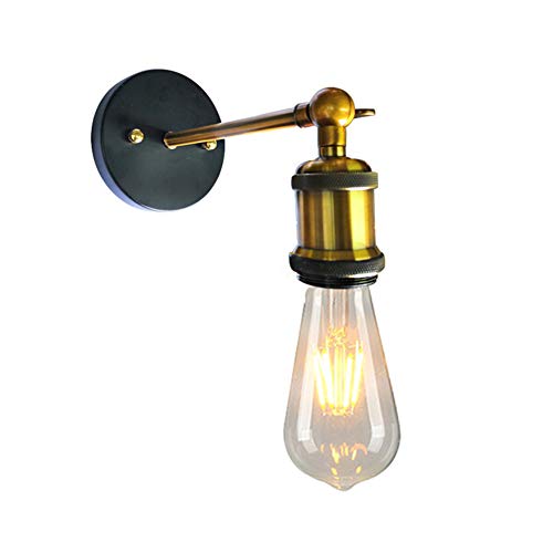 SBRTL Lámpara de Pared con Brazo Oscilante, Aplique de Pared Industrial con Cable de Conexión, Acabado en Negro Dorado, Dormitorio, Lámparas de Pared para Lectura Junto A la Cama,A,Hard Wired