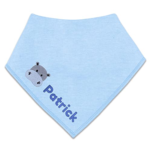 Baby Halstuch mit Namen personalisiert. Besticktes Lätzchen mit Namen und Tiermotiv. Super weiches Dreieckstuch aus Baumwollmischung. Perfektes Baby Geschenk zur Geburt. Für Junge und Mädchen Cover