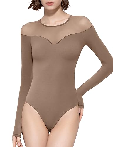 Amazon.com: PUMIEY Long Sleeve Body Suits for Womens Crew Neck