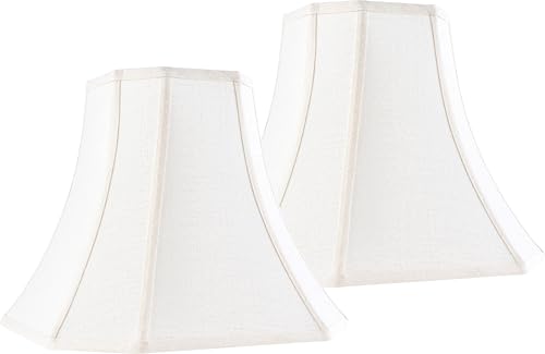 JERHOUS Cream Square Cut Corner Bell Lamp Shade Set of 2 Medium Lampshade 6.5``Top×13``Bottom×10.6``Hight(Spider) Vintage Lamp Shade for Table & Floor Lamp - Lampshade Replacement