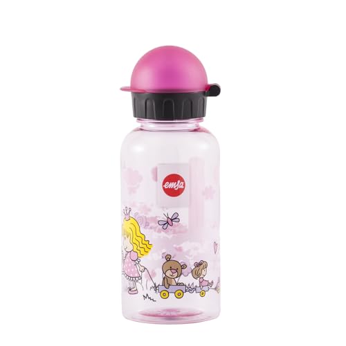 Emsa Kids Set mit Prinzessin-Motiv, Trinkflasche + Brotdose, 400 ml auslaufsichere Flasche, Dose mit verschiebbarer Trennwand, Pink, 518137, Princess