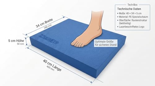 SCHAUMEX® Balance Pad Made in Germany – Profi Gleichgewichtskissen für Fitness, Yoga & Physiotherapie – rutschfeste Hexagon-Struktur – Stabilitätstraining & Reha – inkl. 16 Übungen – 40×34×5 cm