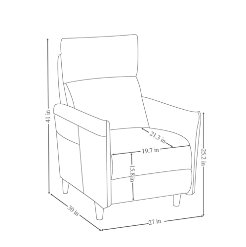 Olimix Push-Back Recliner Living Room Chair Recliner Chair Fabric Small Recliner Single Sofa Home Theater Chairs Reclining Chair Padded Seat Backrest For Adults, Recliner Sofa 19.7” Seat Width (Green) #TOP1