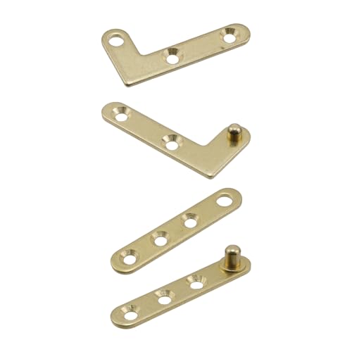 T Tulead Door Pivot Hinges Cabinet Rotating Hinge Door Fitting Brass Pivot Drawer Hinge (Including 2pcs L-Shaped and 2pcs Straight Hinges)