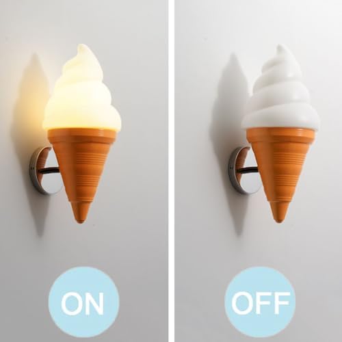 Image of Ice Cream Wall lamp Spiral Cone Decorative Wall Light Fixture, DIY Lighting Fixtures for Kitchens, Dining Rooms and More(Gray)