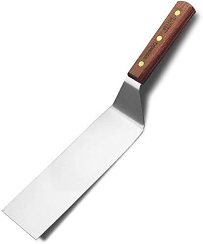 Dexter-Russell 8 x 3" Hamburger Turner with Square End | S8698SQ-PCP | Natural Rosewood Handle | Beveled Edges for Easy Cutting & Scooping | Durable Brass Rivets | High-Carbon Stainless Steel Blade