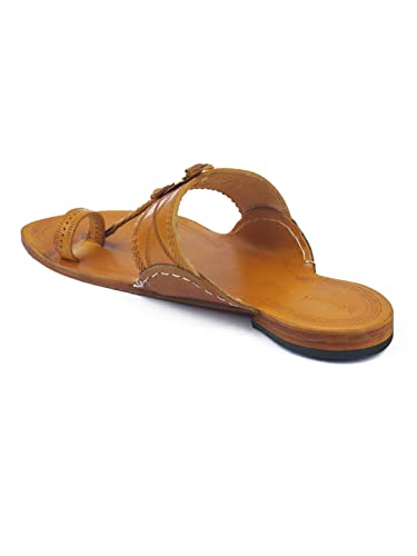 Image of KORAKARI Men Kolhapuri Chappal Handcrafted Sandal Smooth and Comfortable Flip Flops Slipper Stylish Anti Slip Design Genuine Leather Traditional Footwear.