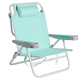 SUNNYFEEL Extra Wide Low Beach Chair 5 Position Lay Flat 500 LBS Heavy Duty, XL Oversized Portable Folding Camping Chairs with Cup Holder for Outdoor/Trip, Lightweight Backpack Beach Chair for Adults