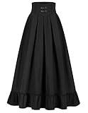 Black Maxi Skirt High Waisted Long Skirts for Women Medieval Victorian Skirt with Pockets Black M