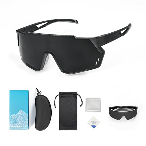 RUINEXISTA Gafas de sol deportivas, gafas de sol para bicicleta, gafas de sol para exteriores para mujeres y hombres, protección UV400, resistente al viento y a la arena, a prueba de golpes, color