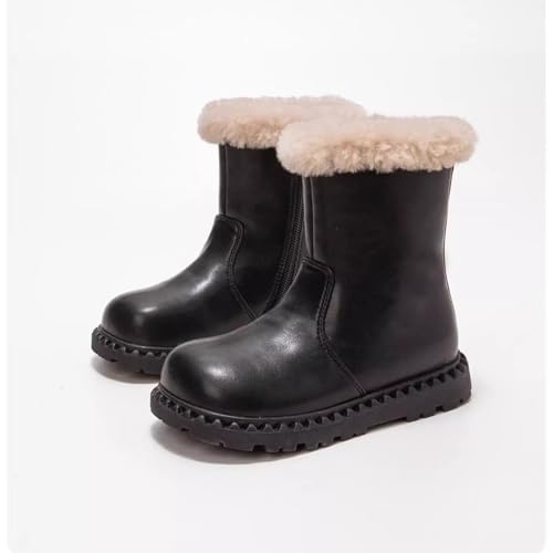 Leather Fuzzy Snow Boots For Girls Kids Toddler Childrens Lightweight Fashion 𝐖aterproof Shoes Comfy Ski Non Slip Shoes2