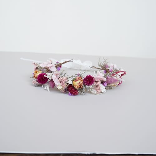 Corona de flores secas para boda miniatura 2