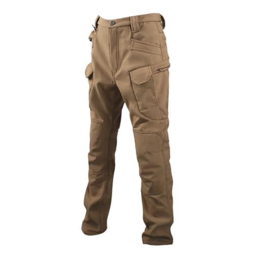 NUOLALDH Pantalones Termicos Frio Hombre,Fleece Lined Pants Men Winter Pant Waterproof Snow Bottom Insulated Work Plus Size Cold Weather Clothing 01 Khaki X-Large - image 2