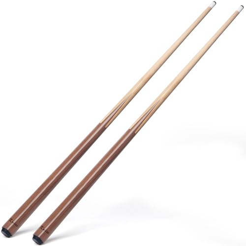 Kmise Wooden Pool Cues Stick: 1-Piece Design Pool Cues, 36-inch/42-inch/48-inch/52-inch Cue Sticks, Shorty Billiard Cues, Suitable for Kids Adults Beginners (2 Pack, 52 Inch)