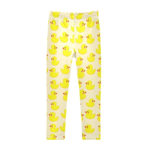 Girls Leggings Size 4T Cartoon Rubber Duck Beige Stretchy Tights Girl Clothes Comfortable Pants for Dance Running