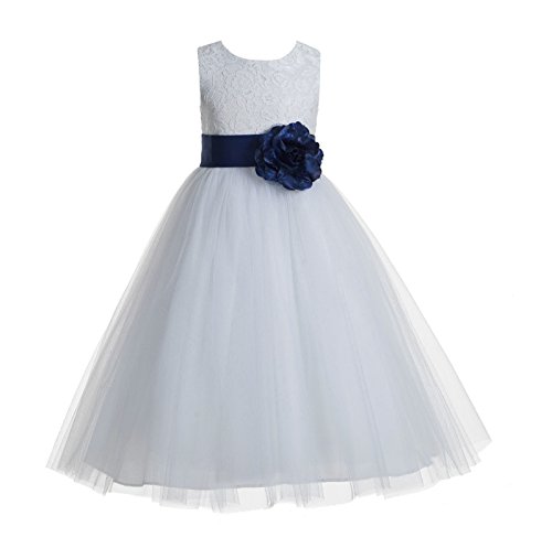 Floral Lace Heart Cutout Ivory Flower Girl Dress Junior Bridesmaid Pageant Gown2
