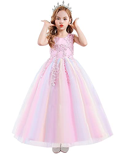MYRISAM Flower Girls Embroidered Lace Wedding Party Sequins Dress Communion Formal Birthday Princess Pageant Long Tulle Gown3
