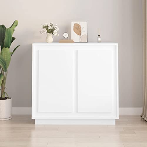 sephironlbb Aparador moderno blanco 80 x 34 x 75 cm, hecho de madera duradera, con 4 compartimentos y puertas, ideal como elegante armario de almacenamiento para salón y cocina