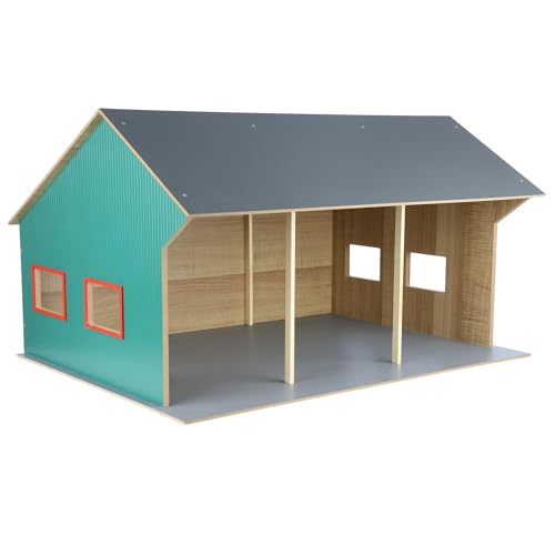Kids Globe Holz Bauernhof Spielzeug – Scheune, Schuppen, Halle, Stall, 1:16, mit 3 Boxen – robust, kindgerecht, pädagogisch wertvoll, Spielfigurenzubehör