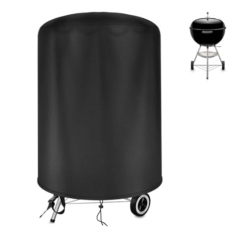 Small Grill Cover for Outdoor Grill BBQ Waterproof UV & Fade Resistant for Weber 18 Inch Charcoal Kettle Grill Round Kettle Grill (18 Inch/Black)